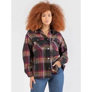DEX Womens Oversized Plaid Shacket